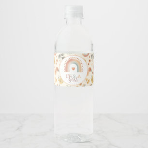 It's A Girl Boho Rainbow Earthy Baby Shower Water Bottle Label