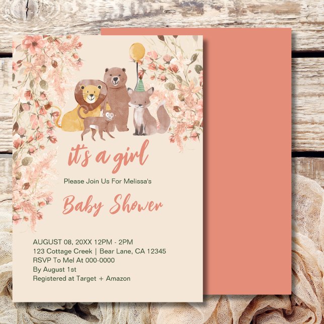 It's a girl Boho Safari Baby Shower  Invitation (Creator Uploaded)