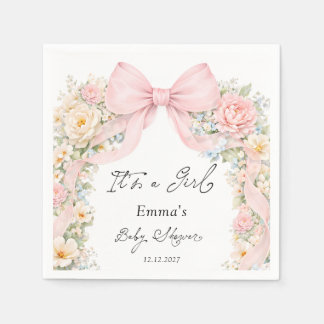 It's a Girl Bow Coquette Bow Baby Shower Napkin