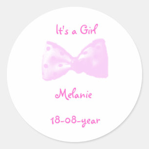It's a girl -bow-sticker - - classic round sticker