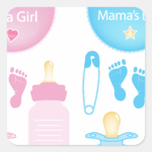 its a girl boy square sticker