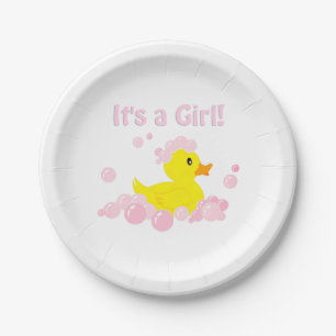It's a Girl Bubble Baby Shower Paper Plate