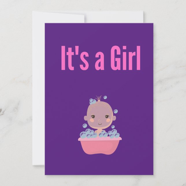 It's a Girl - Bubble bath Invitation (Front)