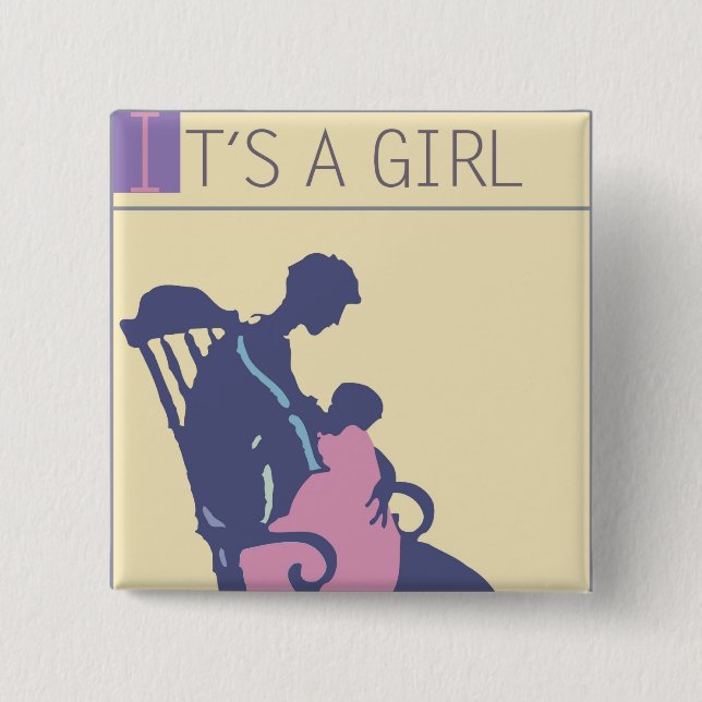 <It's a Girl> by Steve Collier 15 Cm Square Badge (Front)