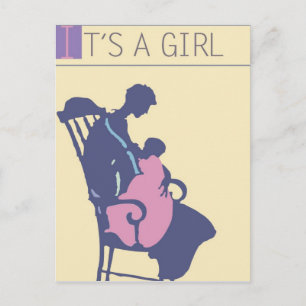 <It's a Girl> by Steve Collier Announcement Postcard
