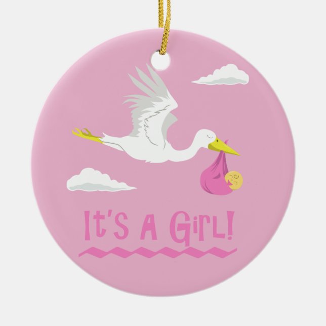 It's a Girl! Ceramic Tree Decoration (Front)