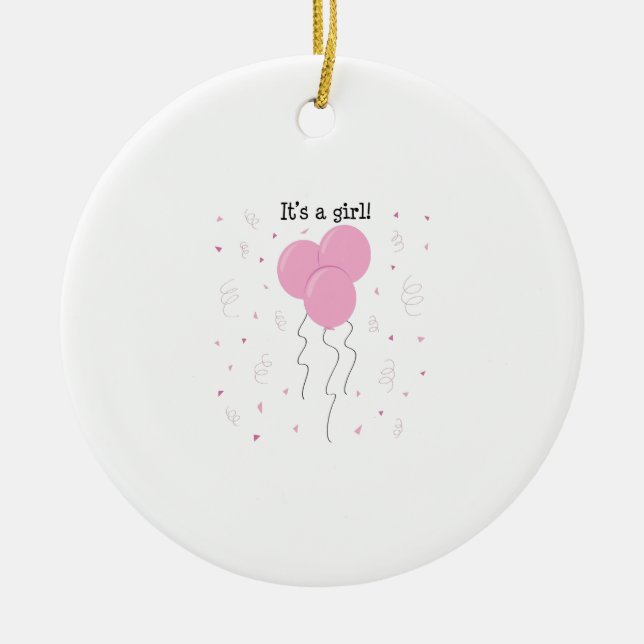 Its A Girl Ceramic Tree Decoration (Front)