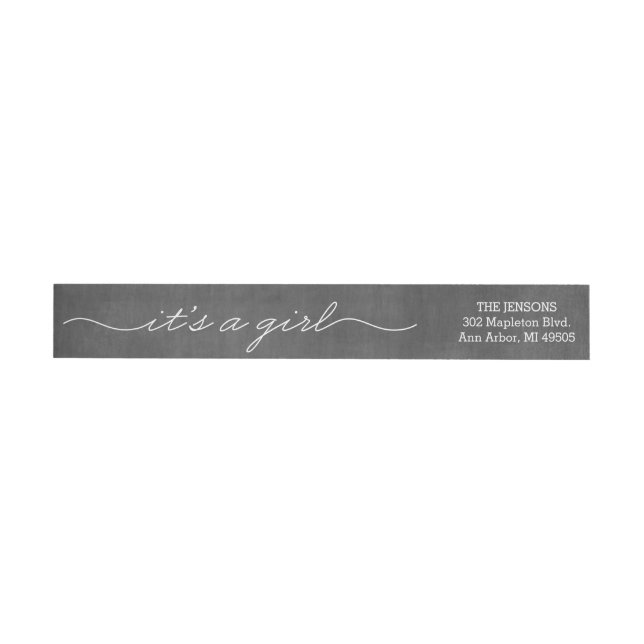 It's a Girl Chalkboard Wrap Around Return Address Label (Individual)
