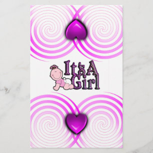 It's A Girl Checked Text w/Baby Candy Bar Wrapper