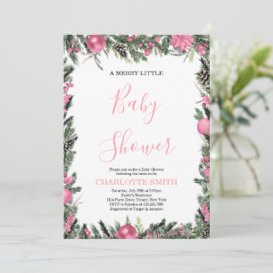 It's a Girl Christmas Baby Shower Invitation