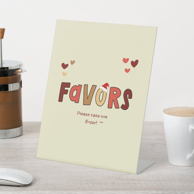 It's a Girl Christmas Santa Hat Baby Shower Favour Pedestal Sign (In SItu)