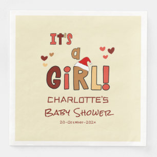 It's a Girl! Christmas Santa Hat Baby Shower Napkin