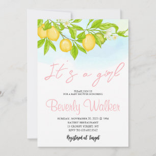 It's a Girl citrus Lemons Baby shower girl Invitation
