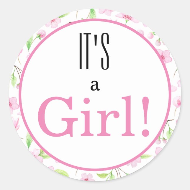 It's a Girl! Classic Round Sticker (Front)