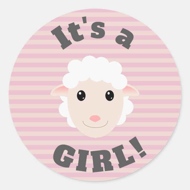 It's a Girl Classic Round Sticker (Front)