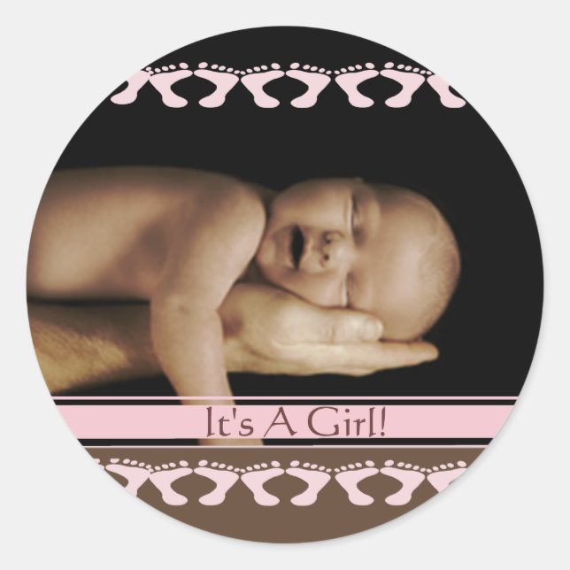 It's A Girl Classic Round Sticker (Front)