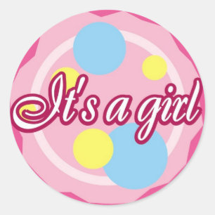 It's A Girl! Classic Round Sticker
