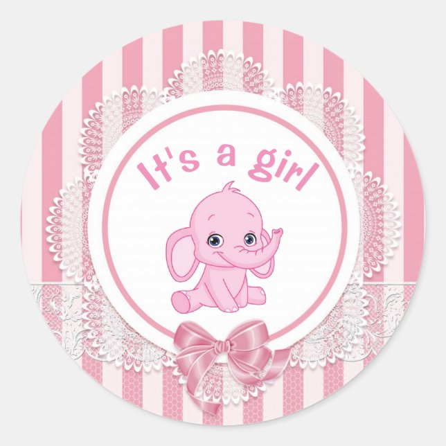 It's A Girl Classic Round Sticker (Front)