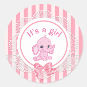 It's A Girl Classic Round Sticker
