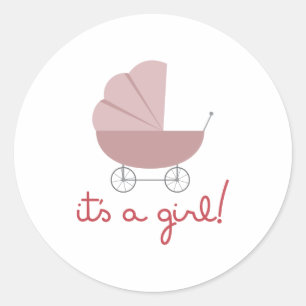 Its A Girl Classic Round Sticker