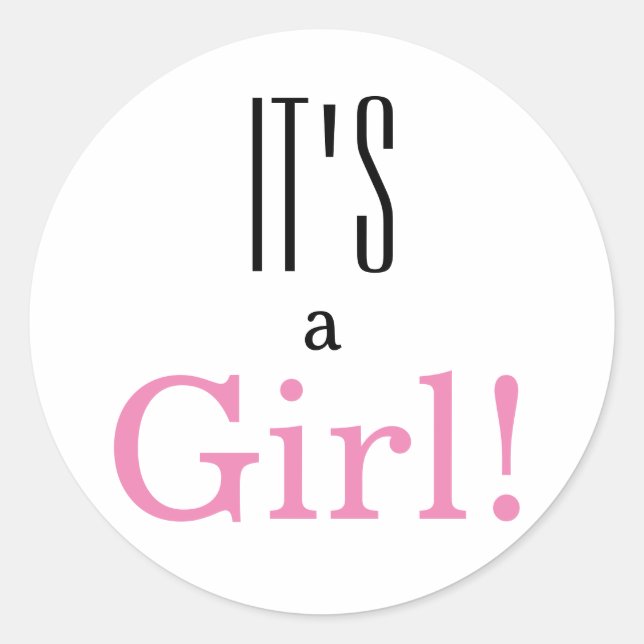 It's a Girl! Classic Round Sticker (Front)
