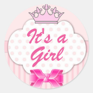 It's A Girl Classic Round Sticker