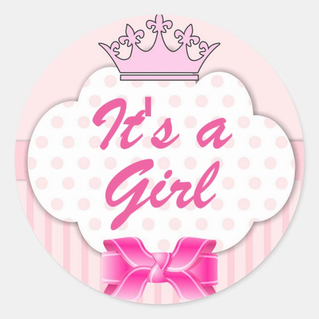 It's A Girl Classic Round Sticker (Front)