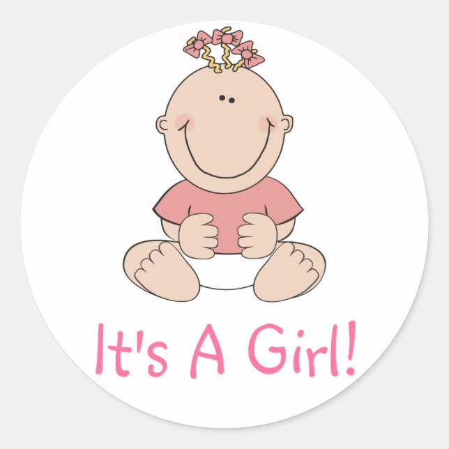 It's A Girl Classic Round Sticker (Front)