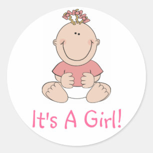 It's A Girl Classic Round Sticker