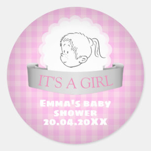 Its a Girl Classic Round Sticker