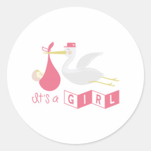 Its A Girl Classic Round Sticker