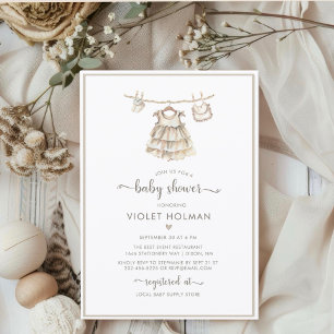 Its a Girl Clothes Minimalist Boho Baby Shower Invitation