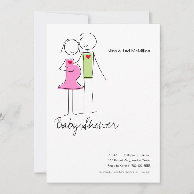 It's a Girl, Coed Baby Shower Invitations, 5x7 Invitation (Front)
