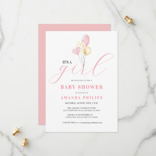 It's A Girl Colourful Balloons Save The Date