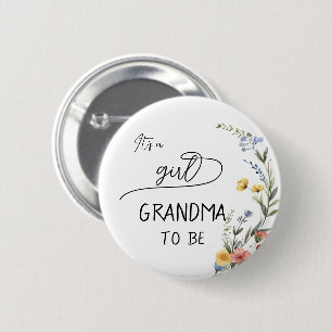 It's a Girl! Colourful Wildflower Grandma-to-be 6 Cm Round Badge