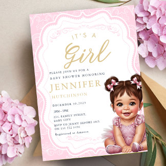 It's A Girl Coquette Baby Girl Shower Invitation