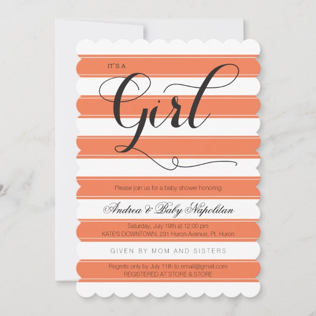 It's a Girl | Coral Baby Shower Invitation (Front)