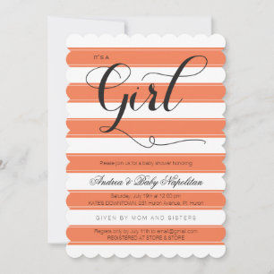 It's a Girl   Coral Baby Shower Invitation