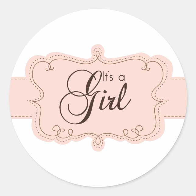 It's a Girl Cupcake Toppers/Stickers Classic Round Sticker (Front)