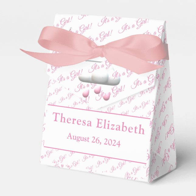 It's a girl Customisable Baby Shower Gift Wrap Favour Box (Front Side)
