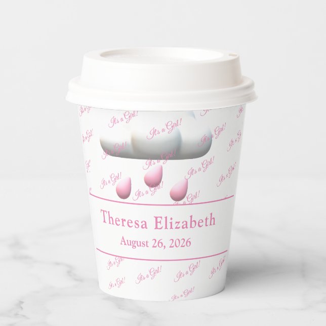 It's a girl Customisable Baby Shower  Paper Cups (Front)