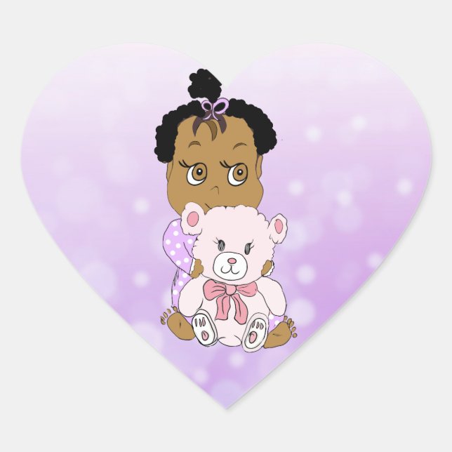 It's a Girl Cute Baby and Teddy Bear Heart Sticker (Front)