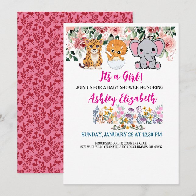 Its a girl cute baby shower invitation card (Front/Back)