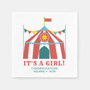 It's a Girl Cute Circus Gender Reveal Baby Shower Napkin