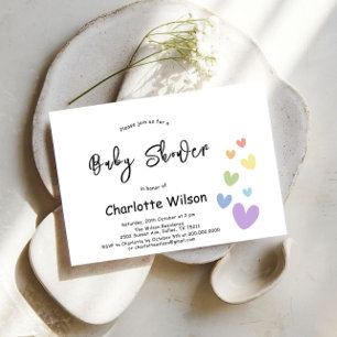 It's a Girl! Cute & Colourful Hearts Baby Shower Invitation