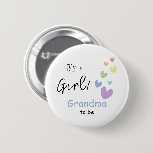 It's a Girl! Cute & Colourful Hearts Grandma-to-be 6 Cm Round Badge