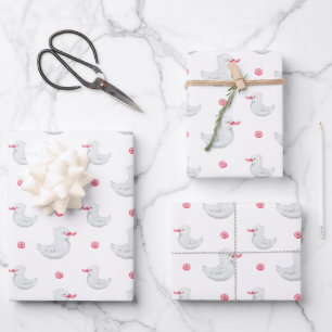 It's a Girl: Cute Duck Pattern  Wrapping Paper Sheet