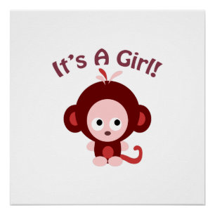 It's a girl! Cute Monkey Poster