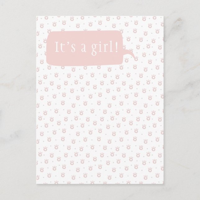 It's a girl  | Cute Pet Paws with Hearts Postcard (Front)