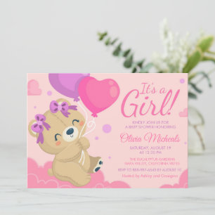 Its a Girl Cute Pink Baby Shower  Invitation